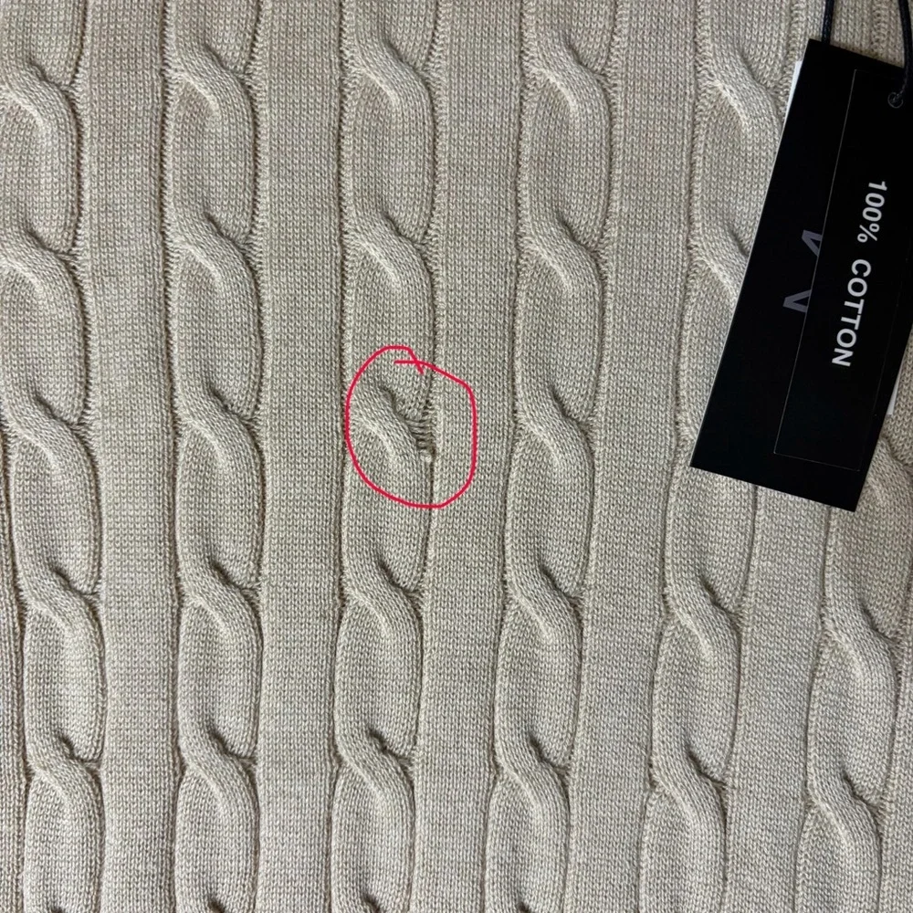 Magaschoni Cable Knit Sweater XXL 100% Cotton Cream Crewneck Lightweight NWT - Picture 11 of 11